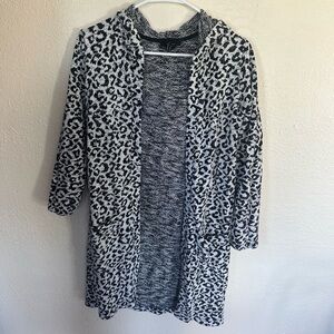 Leopard Print Open Front Long Cardigan Sweater